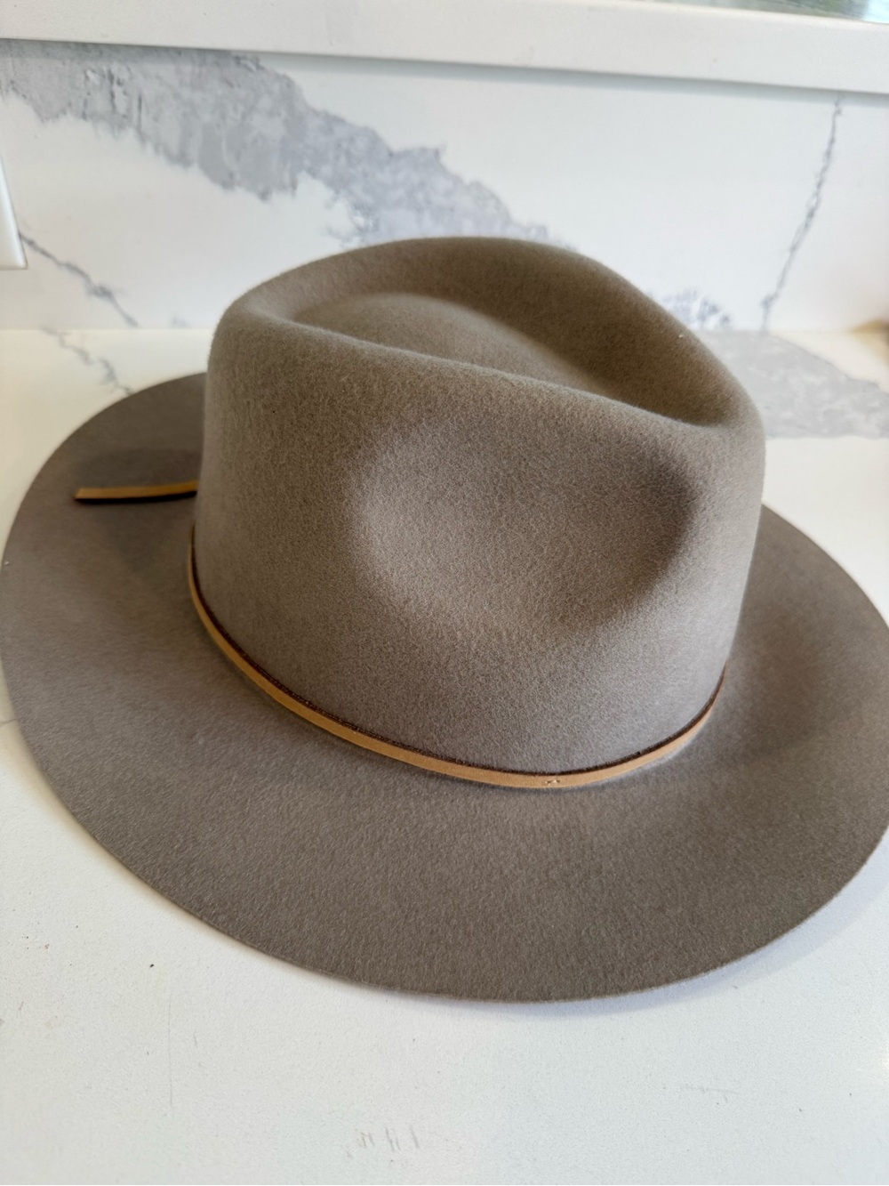 Brixton Olive Green Fedora with Tan Leather Band